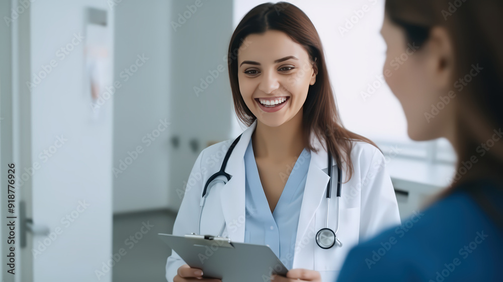 Doctor and patient sitting in doctor's office and doing diagnosis and consultant, sickness, a healthcare and medical concept Doctor and patient sitting in doctor's office and doing diagnosis and consultant, sickness, a healthcare and medical concept