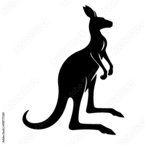 Kangaroo silhouette, Kangaroo silhouette on a white background
