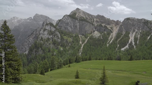 View towards Mount Kasamutz - Mount Casamuzza near Toblach - Dobiacco in the Dolomites, Pustertal, Valley - Val Pusteria, South Tyrol, Italy photo