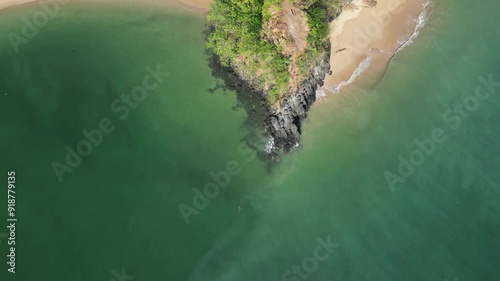 aerial seascape drone fly above scenic coastline Mozambique Channel, Mohéli or Mwali, part of the Union of the Comoros photo