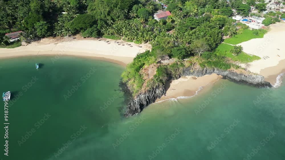 Mohéli or Mwali, part of the Union of the Comoros aerial seascape drone fly above scenic coastline Mozambique Channel water Mohéli or Mwali, part of the Union of the Comoros aerial seascape drone fly above scenic coastline Mozambique Channel water