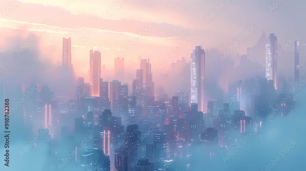 Modern city scenery in science fiction scene Modern city scenery in science fiction scene