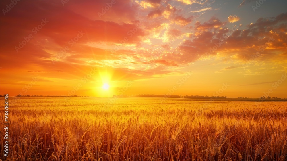 Fototapeta premium Golden Sunset Over Wheat Field