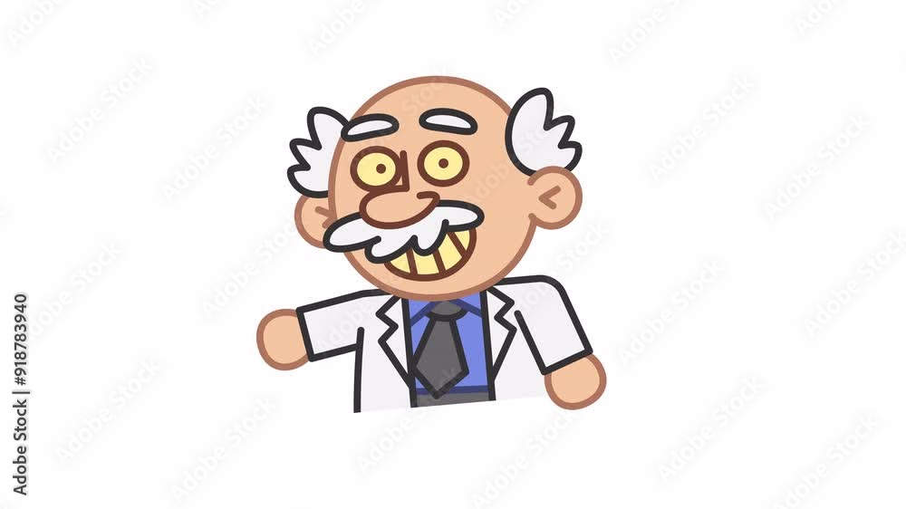 Professor sticker waves hand and smiles. Alpha channel Professor sticker waves hand and smiles. Alpha channel