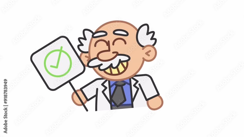 Professor sticker holds yes sign. Alpha channel Professor sticker holds yes sign. Alpha channel
