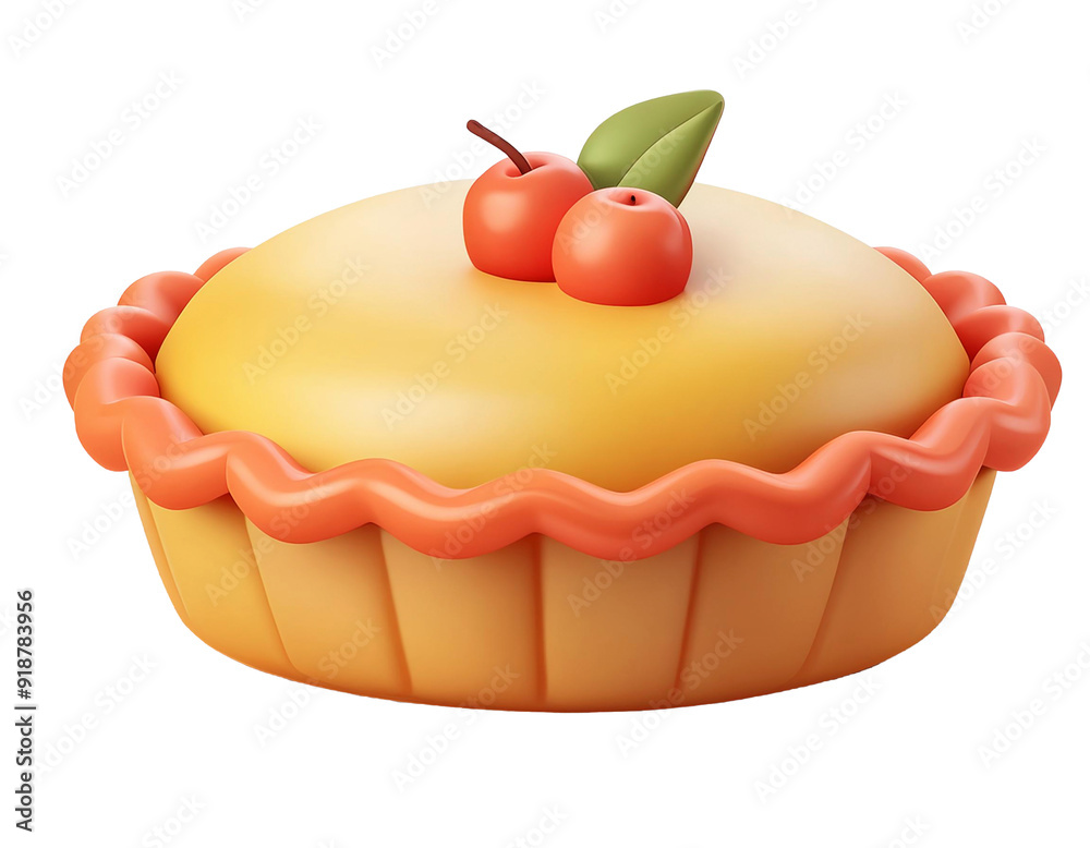 3D Cute Pie Object With Happy Colors 3D Cute Pie Object With Happy Colors