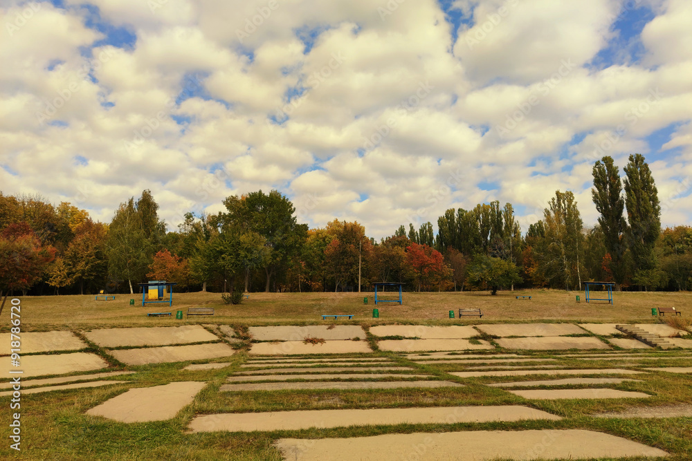 Old park on the lake shore in Ukraine. Autumn landscape. Old park on the lake shore in Ukraine. Autumn landscape.