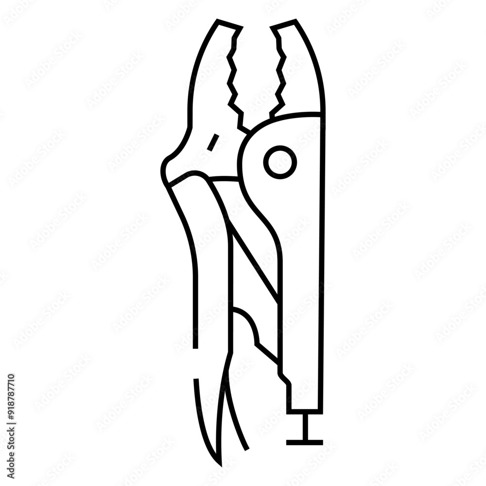 locking pliers line icon vector. locking pliers sign. isolated contour symbol black illustration