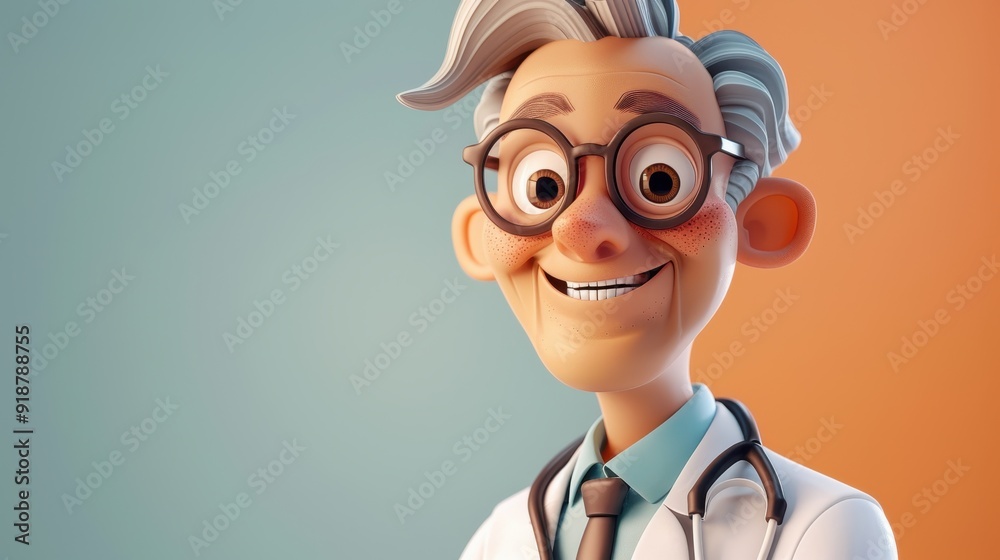 A cartoon doctor with glasses and a smile on his face A cartoon doctor with glasses and a smile on his face