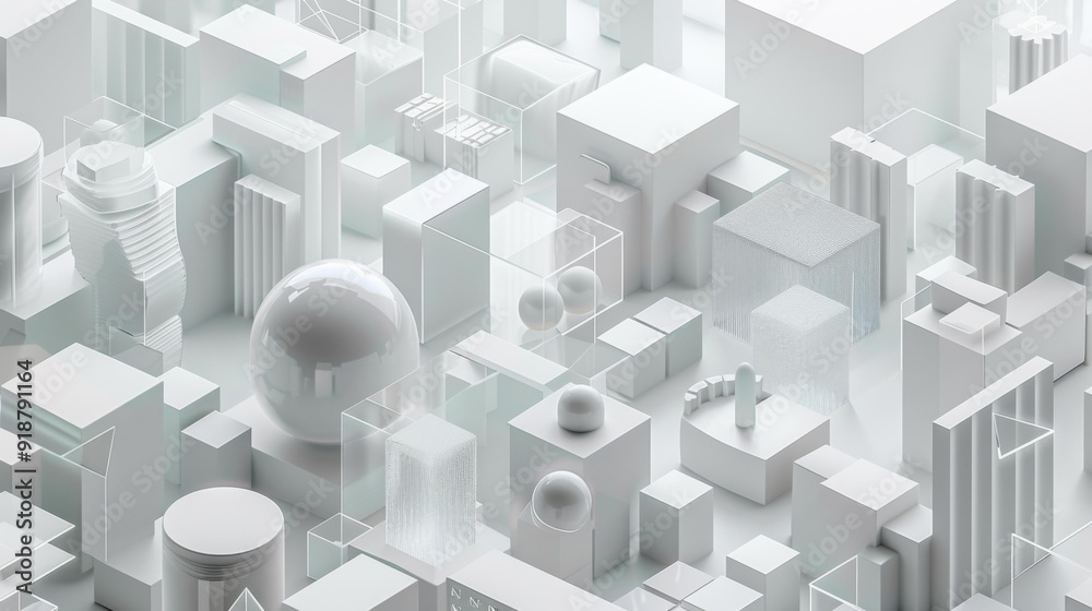 A white and grey 3d model of a city with many buildings. AI. A white and grey 3d model of a city with many buildings. AI.