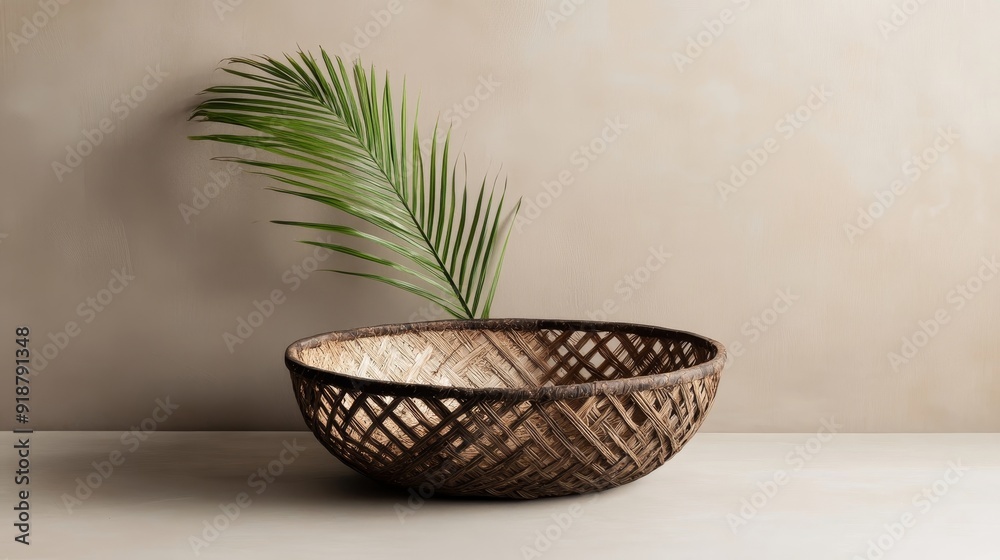 Eco-conscious basket made from twisted coconut fibers, showcasing a unique open weave design, perfect for sustainable markets