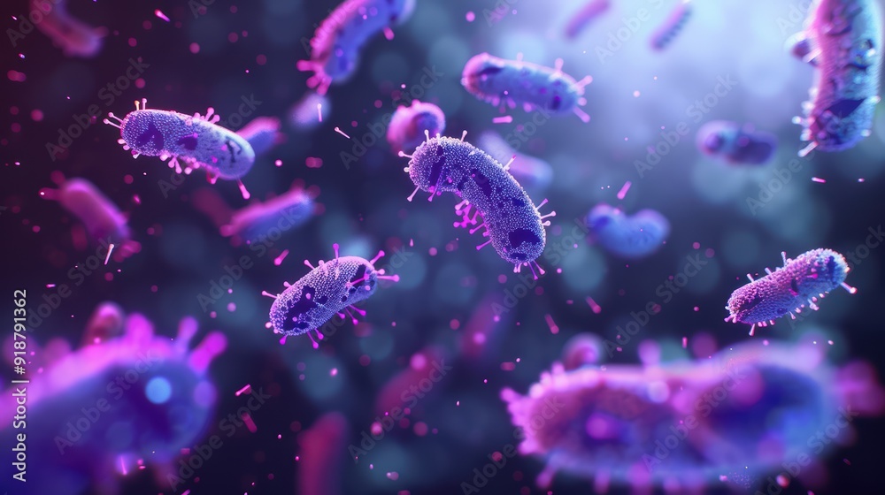Close-up View of Bacteria Under Microscope with Vibrant Colors and High Detail Close-up View of Bacteria Under Microscope with Vibrant Colors and High Detail
