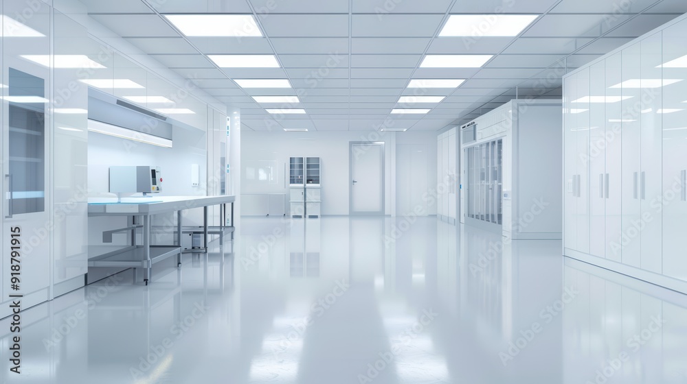 Modern High-Tech Laboratory with Advanced Equipment and Clean White Interior for Scientific Research and Development Modern High-Tech Laboratory with Advanced Equipment and Clean White Interior for Scientific Research and Development