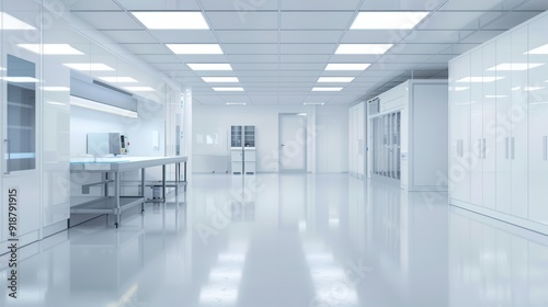 Modern High-Tech Laboratory with Advanced Equipment and Clean White Interior for Scientific Research and Development