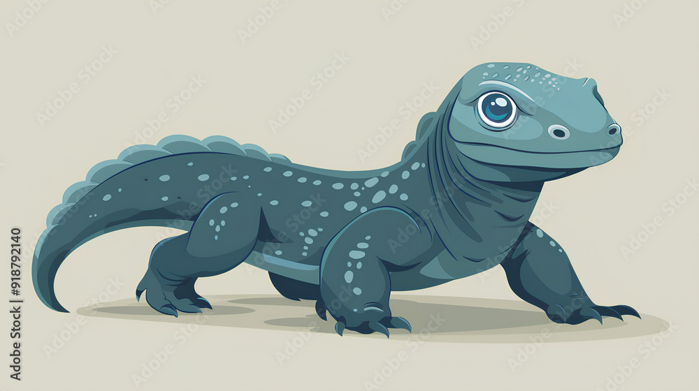 Obraz premium Komodo cartoon with plain color background