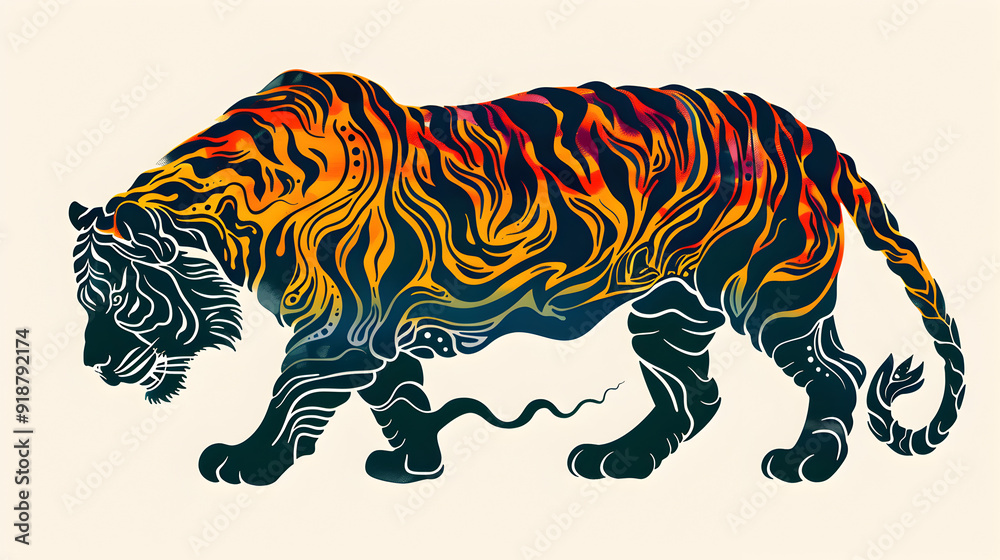 A Charming And Dynamic Minimalist Art Line Vector Of Tiger. A Charming And Dynamic Minimalist Art Line Vector Of Tiger.