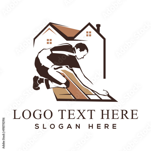 Flooring logo design template. Flooring handyman business logo.