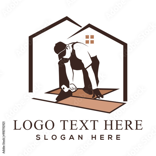 Flooring logo design template. Flooring handyman business logo.
