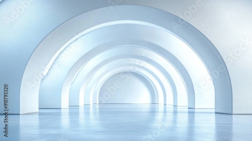 Abstract architecture background, futuristic white arched interior