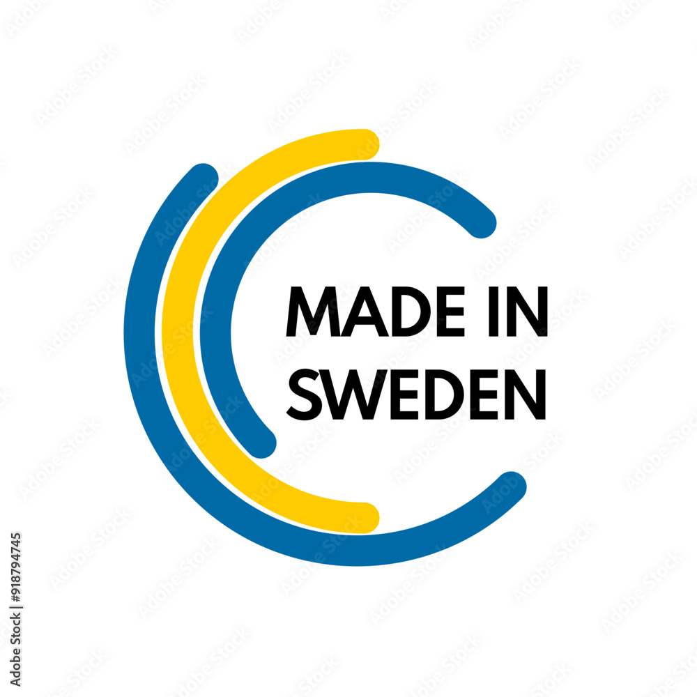 made in sweden, rounded rectangles vector logo on white background made in sweden, rounded rectangles vector logo on white background