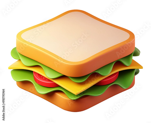 Charming 3D Cute Sandwich Closeup