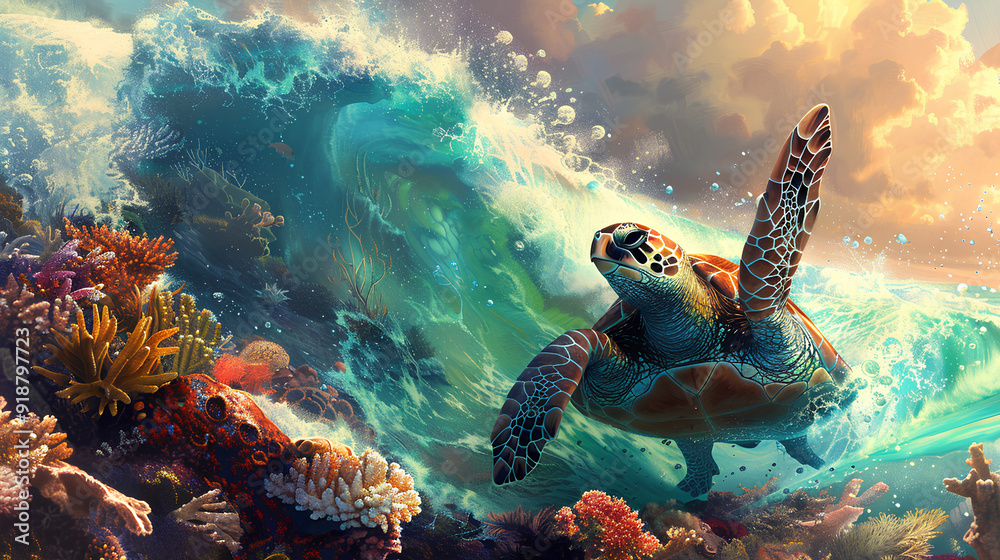 turtles swimming in shallow seas turtles swimming in shallow seas