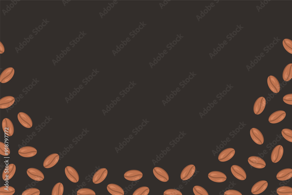 Obraz premium Coffee beans layout dark background. Vector illustration