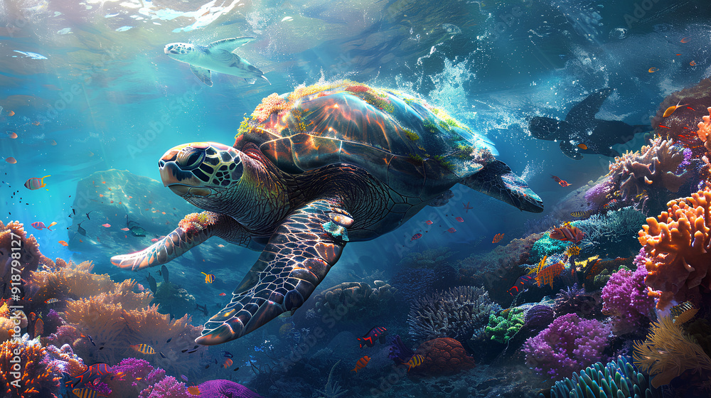 turtles swimming in shallow seas turtles swimming in shallow seas