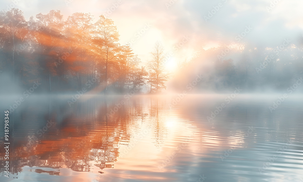 Misty Body of Water Surrounded by Trees and Fog Misty Body of Water Surrounded by Trees and Fog