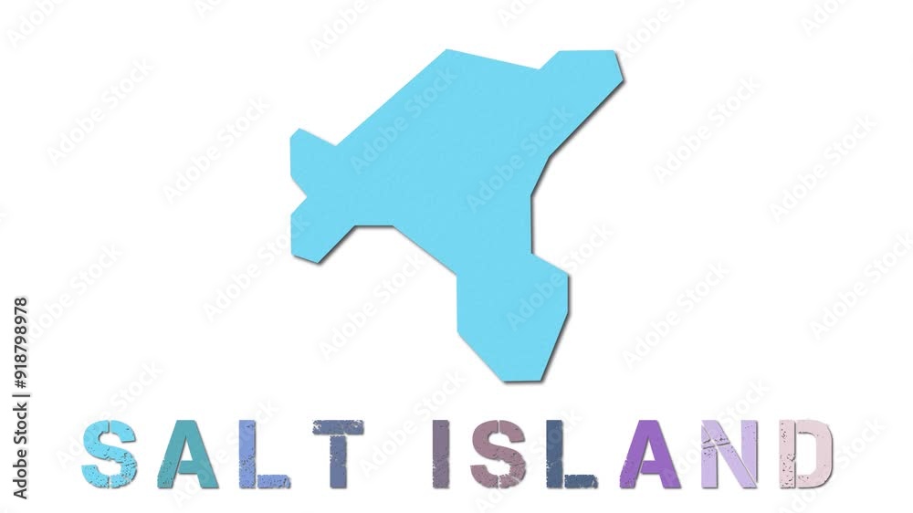 Salt Island map with paper regions. Animated island map growing from regions and title letters falling down. Attractive 4k animation. Salt Island map with paper regions. Animated island map growing from regions and title letters falling down. Attractive 4k animation.