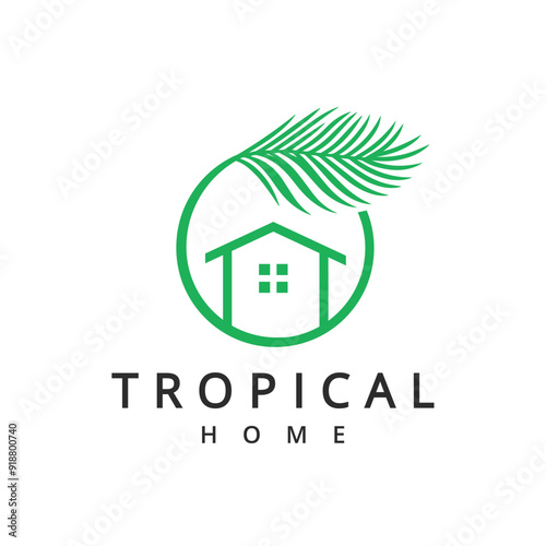 Tropical House, Hotel, Resort and vila logo desing template