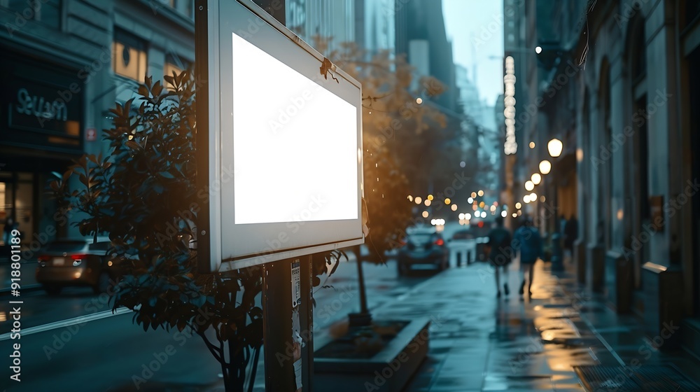 Blank city billboard sign on a wall : Generative AI Blank city billboard sign on a wall : Generative AI