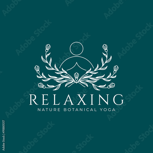 yoga wellnes relaxing massage beauty natural flower logo line art vector icon symbol minimalist design