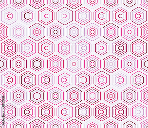 Seamless geometric pattern. Rounded stacked hexagons mosaic cells. Honeycomb cells. Multiple tones color palette. Seamless pattern. Tileable vector illustration.