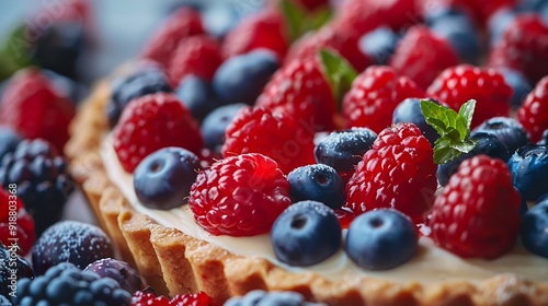 cake pie dessert with fresh berries : Generative AI