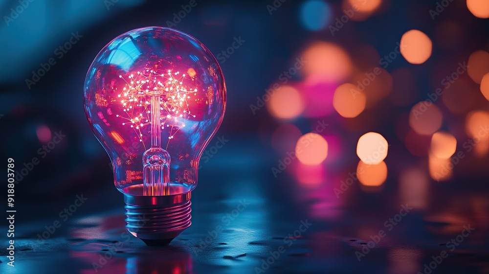 Futuristic Lightbulb with Neon Circuits and Digital Glow Futuristic Lightbulb with Neon Circuits and Digital Glow