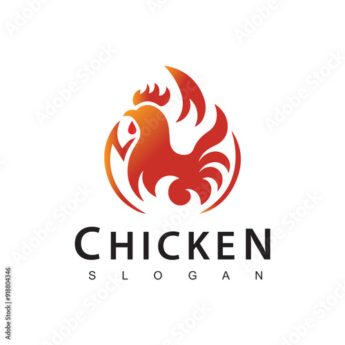 Hot Chicken logo, hot chicken symbol vector icon illustration, fast food restaurant icon