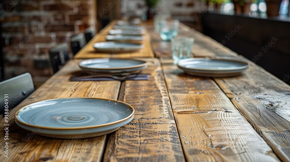 various empty eaten food plates were placed on wooden table in the cafe restaurant : Generative AI various empty eaten food plates were placed on wooden table in the cafe restaurant : Generative AI