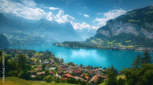 top of Interlaken is beautiful landmark for photography switzerland : Generative AI photo