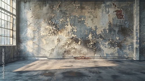Empty warehouse room with Grungy stucco concrete wall floor room as background corner of old grunge interior Abstract architecture background : Generative AI