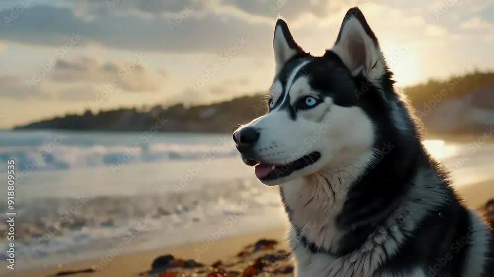 Siberian Husky at the Beach During Sunset Siberian Husky at the Beach During Sunset