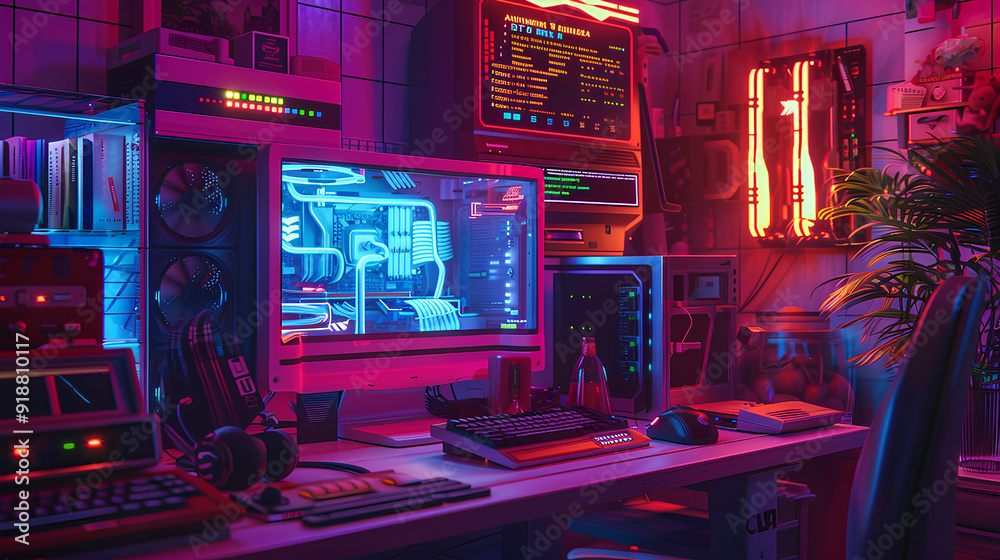 pc machine with neon lights pc machine with neon lights