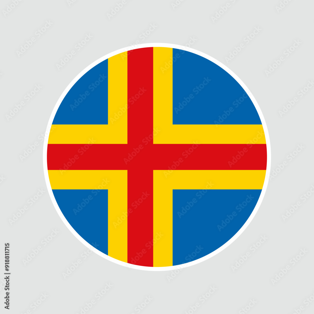 The flag of Aland. Flag icon. Standard color. Round flag. Computer illustration. Digital illustration. Vector illustration. The flag of Aland. Flag icon. Standard color. Round flag. Computer illustration. Digital illustration. Vector illustration.