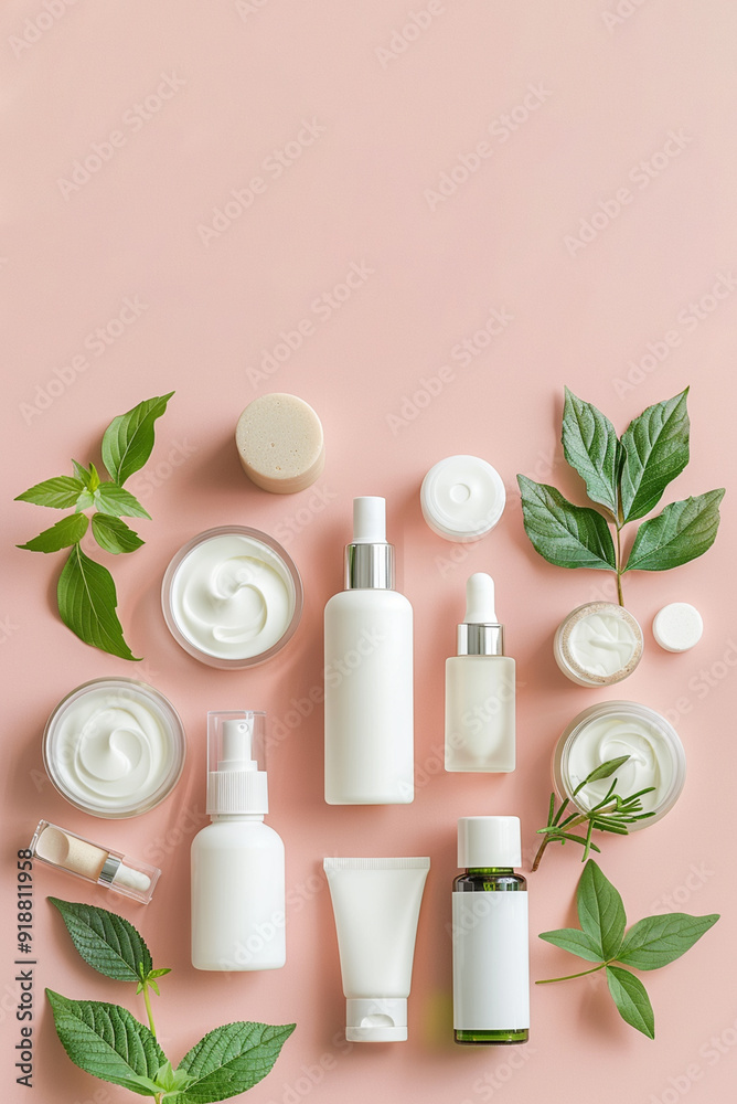 skincare product display pastel 