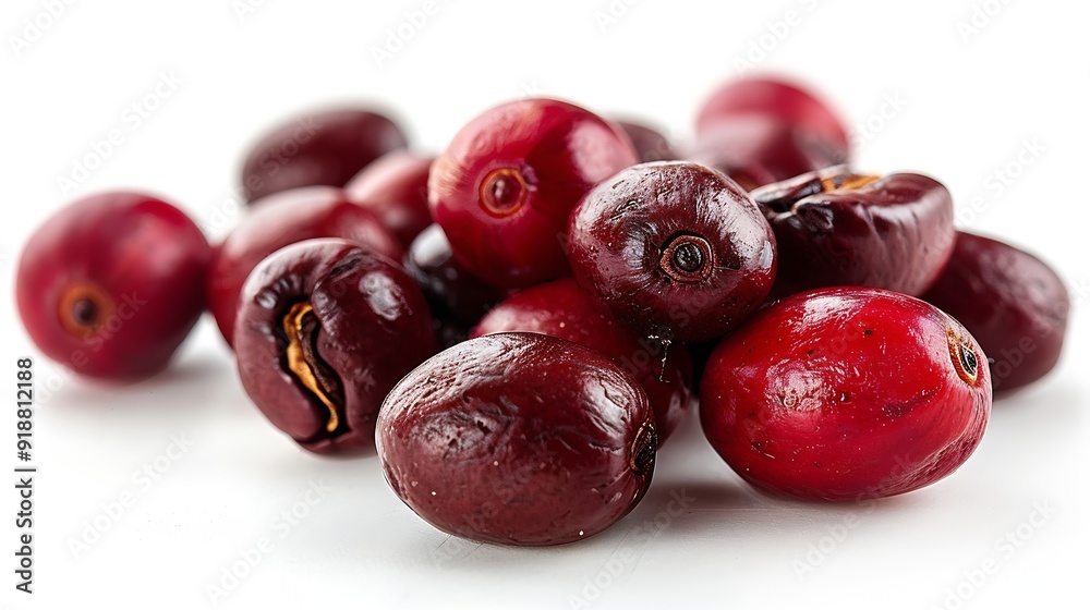Red coffee beans isolated on white background with clipping path : Generative AI Red coffee beans isolated on white background with clipping path : Generative AI