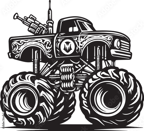Unique Monster Truck art silhouette