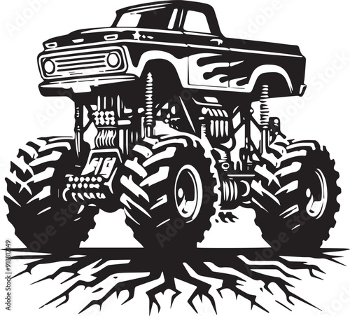 Unique Monster Truck art silhouette