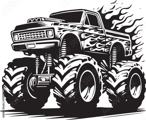 Unique Monster Truck art silhouette
