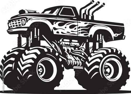 Unique Monster Truck art silhouette