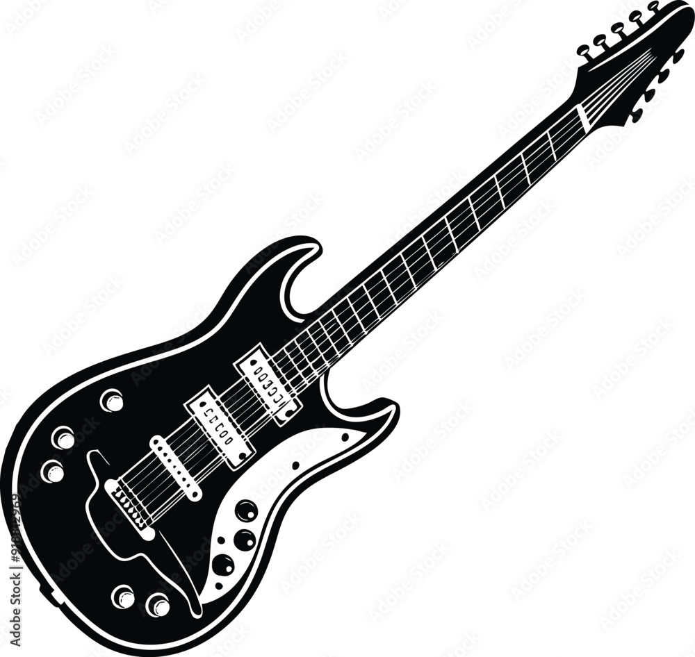 Fototapeta premium Electric guitar silhouette vector illustration design